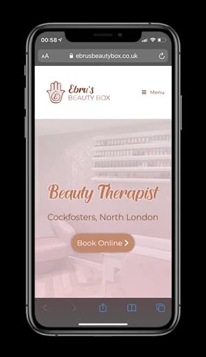Ebru's Beauty Box shown on a mobile phone