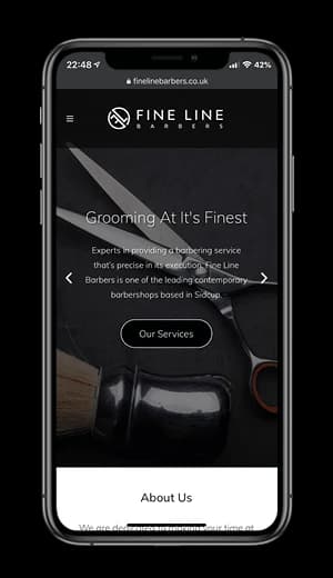 Fine Line Barbers shown on a mobile phone