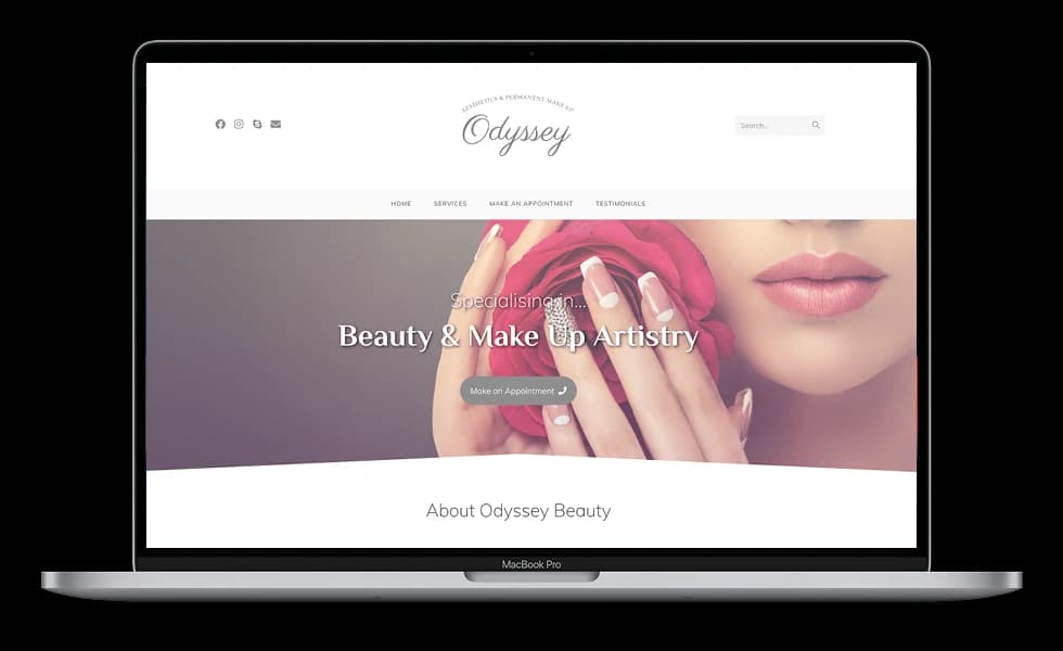 Odyssey Beauty — Website Design shown on a laptop