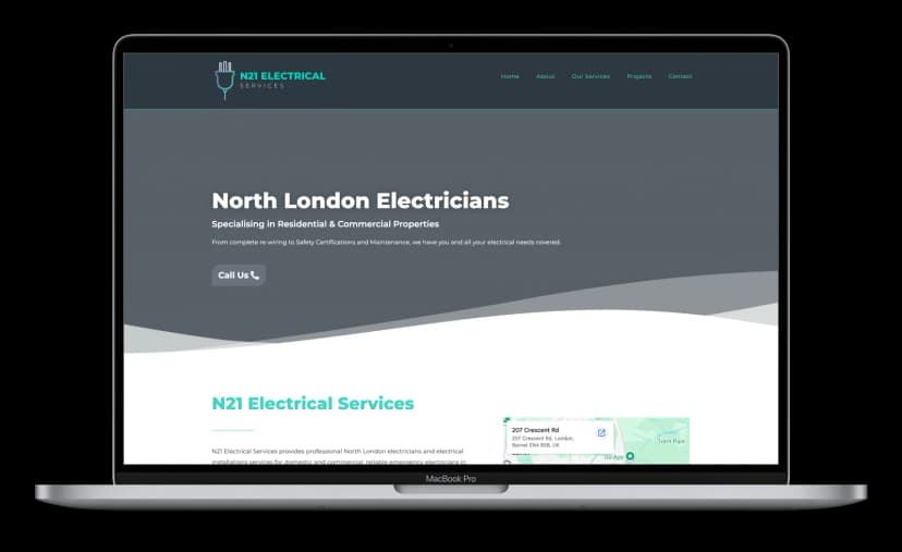 N21 Electrical — Website Design shown on a laptop