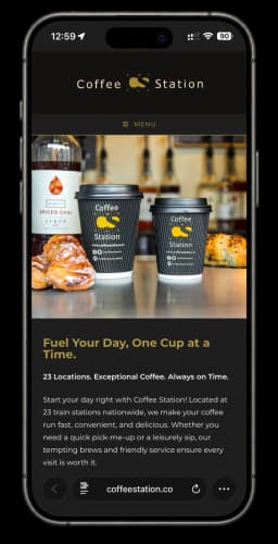 Coffee Station shown on a mobile phone