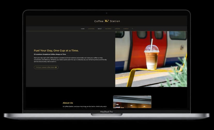 Coffee Station — Website Design & Development shown on a laptop