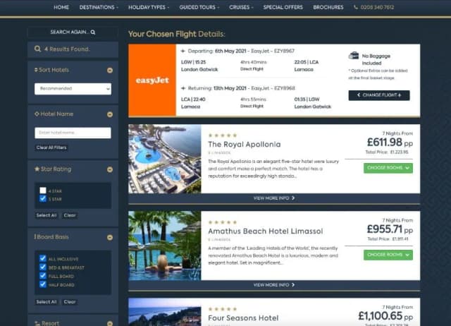 Hotel Listing Page
