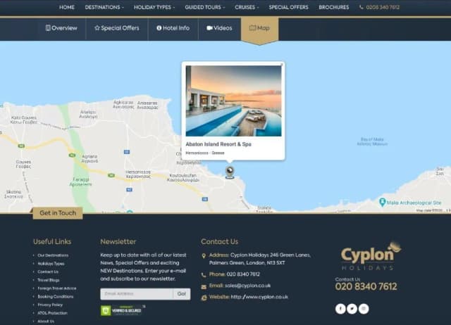 Hotel Landing Page: Map