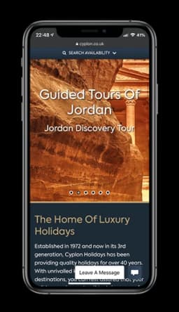 Cyplon Holidays shown on a mobile phone