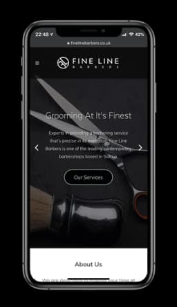 Fine Line Barbers shown on a mobile phone