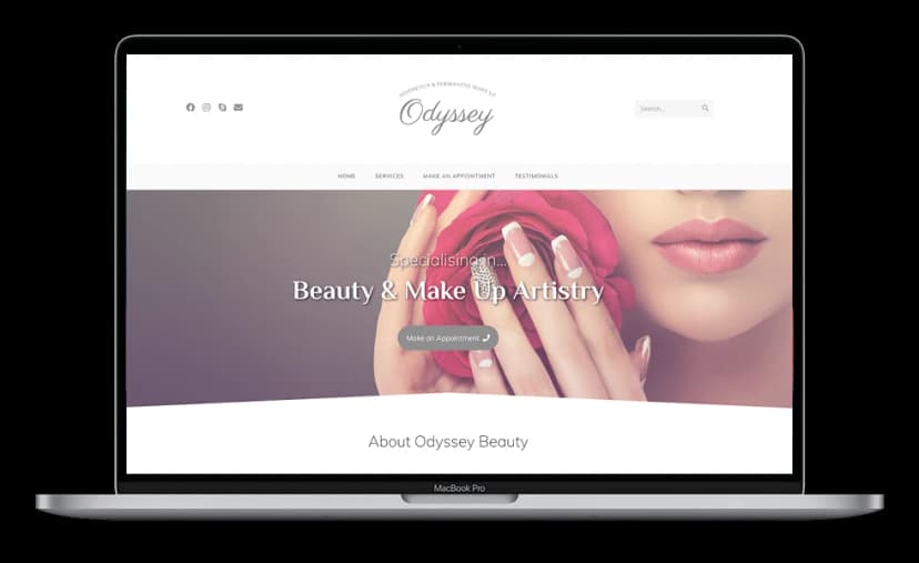 Odyssey Beauty — Website Design shown on a laptop