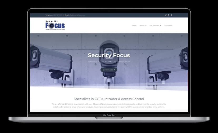 Security Focus — Website Design shown on a laptop