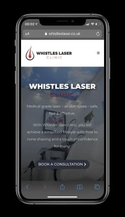 Whistles Laser Clinic shown on a mobile phone