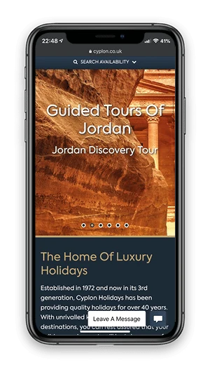 Cyplon Holidays shown on a mobile phone