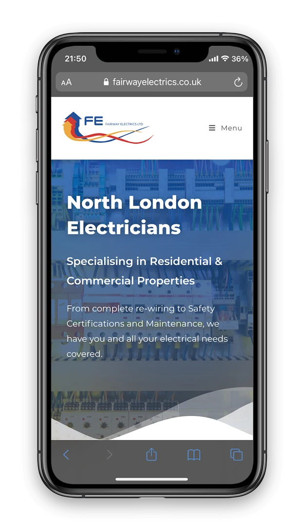 Fairway Electrics shown on a mobile phone