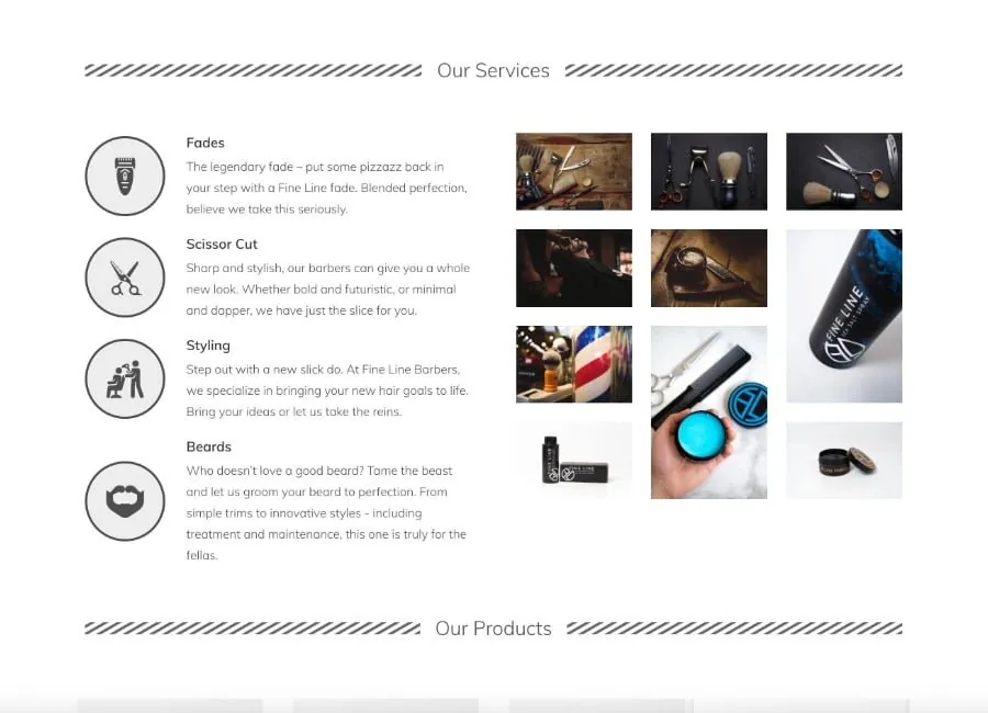Fine Line Barbers — Homepage Services