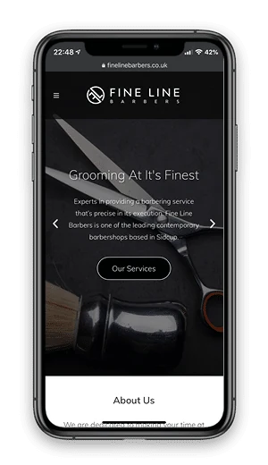 Fine Line Barbers shown on a mobile phone