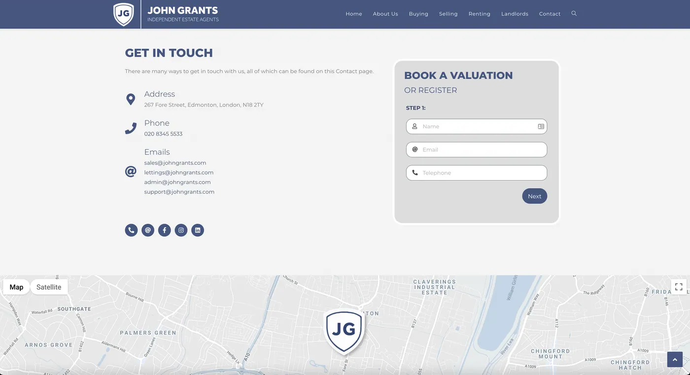 John Grants Estate Agents — Contact Page