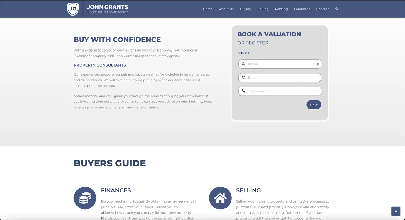 John Grants Estate Agents — Buying Page