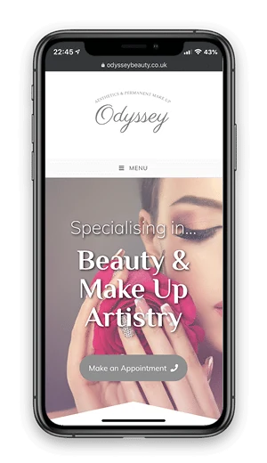 Odyssey Beauty shown on a mobile phone