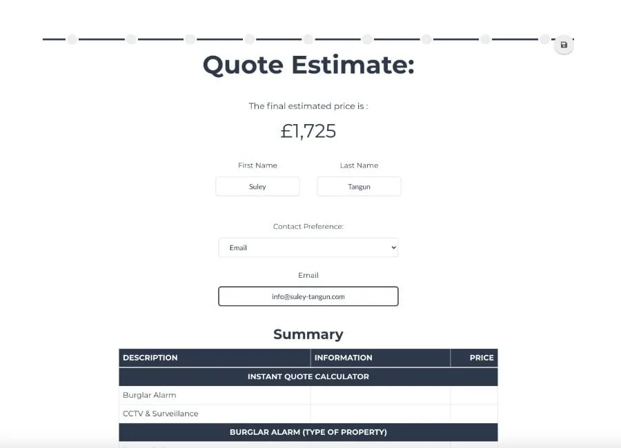 Security Focus — Instant Quote Estimator