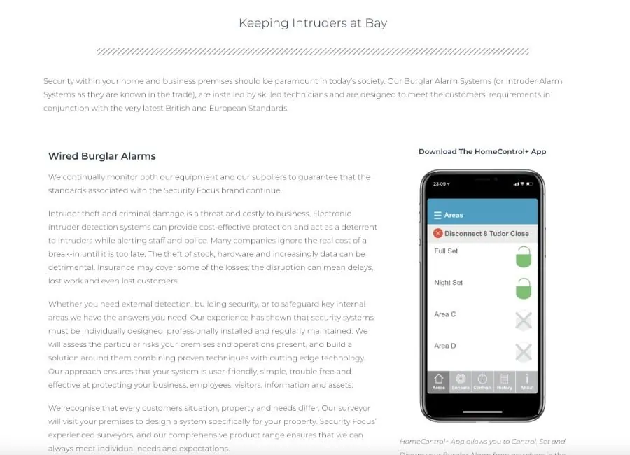 Security Focus — Alarm Systems Page