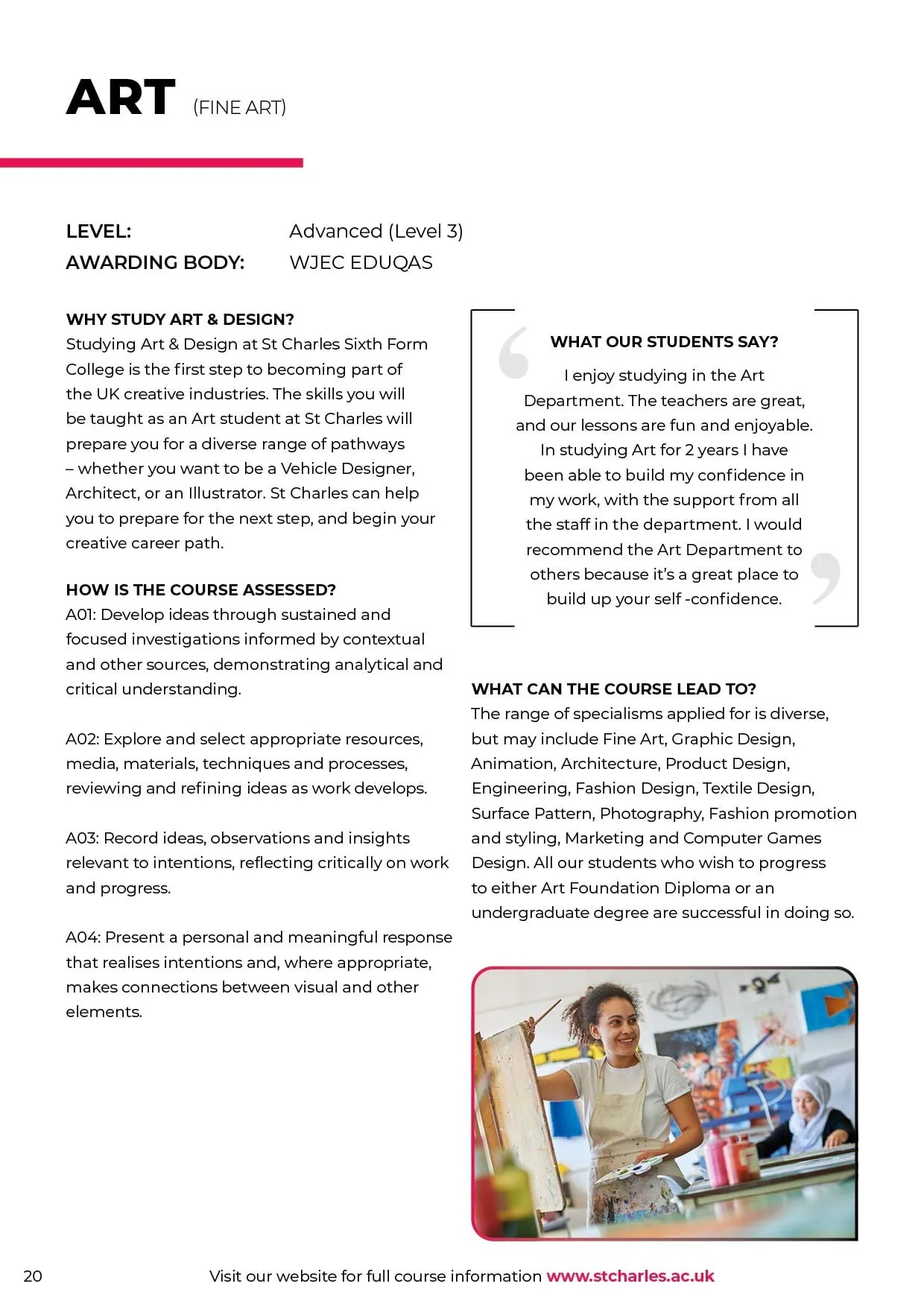 St Charles College — Art Course Page