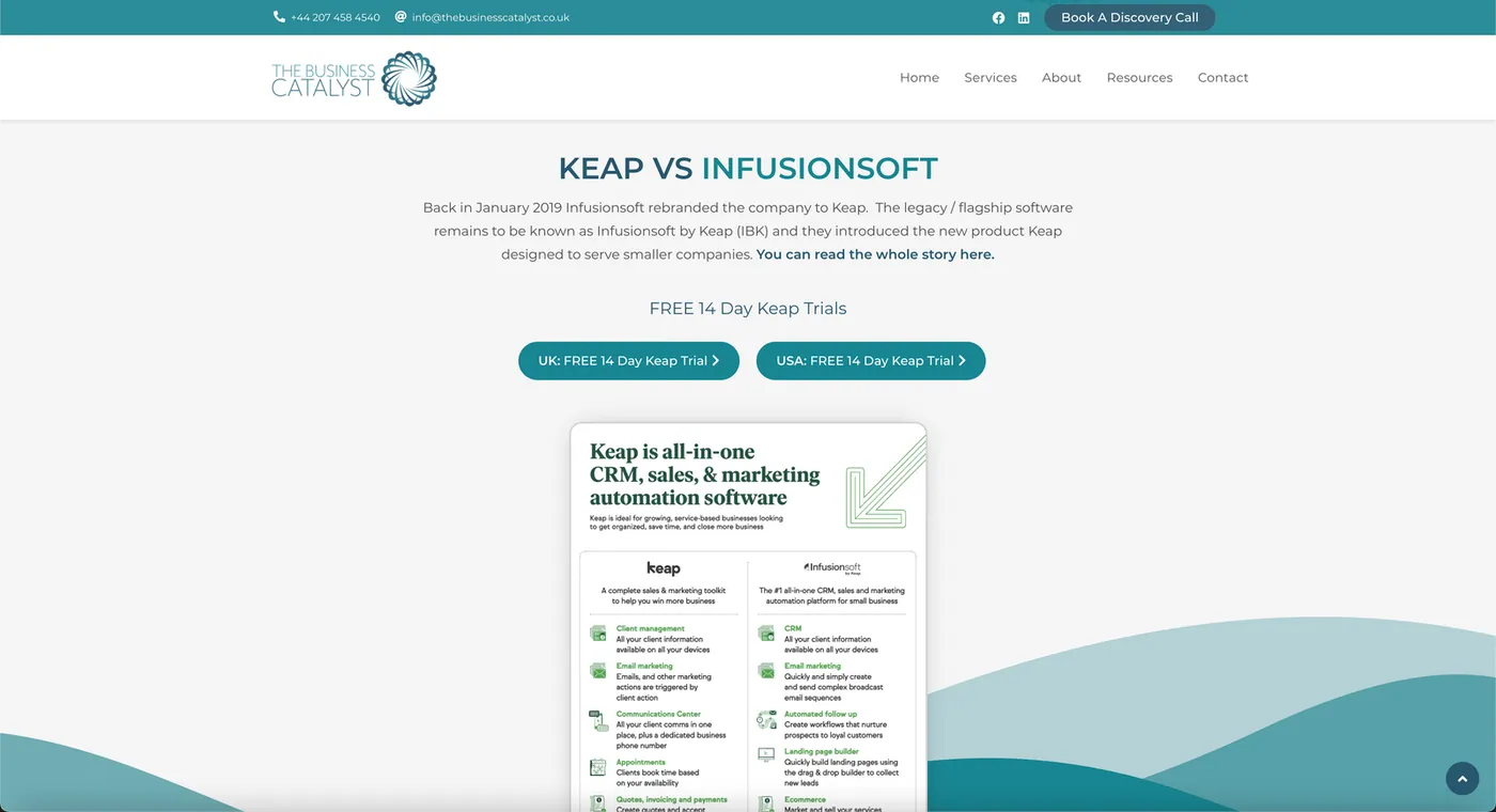 The Business Catalyst — Infusionsoft vs Keap