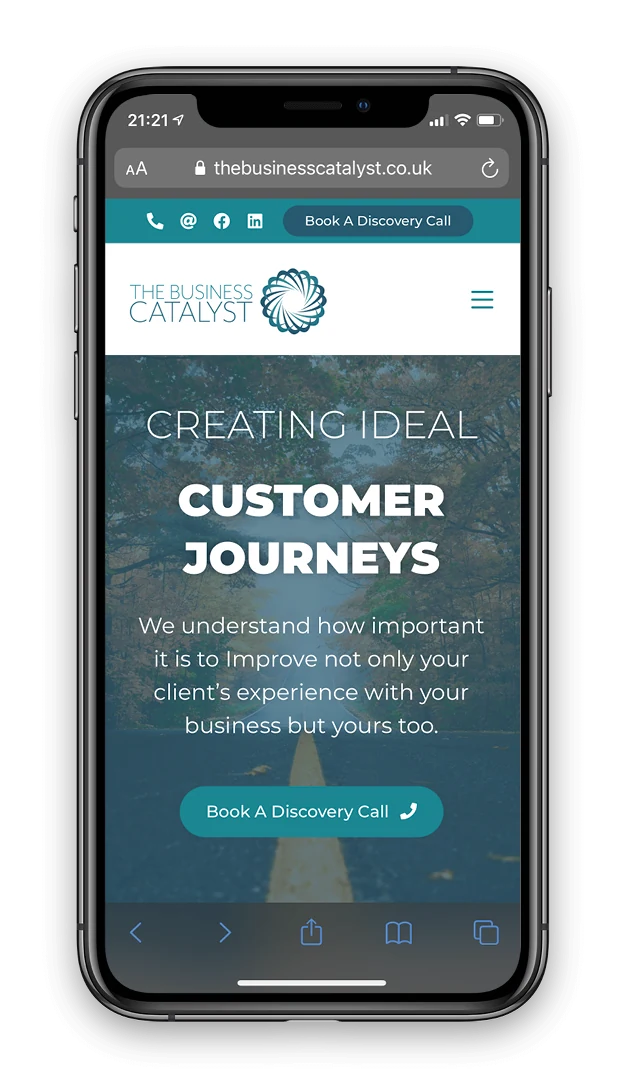 The Business Catalyst shown on a mobile phone