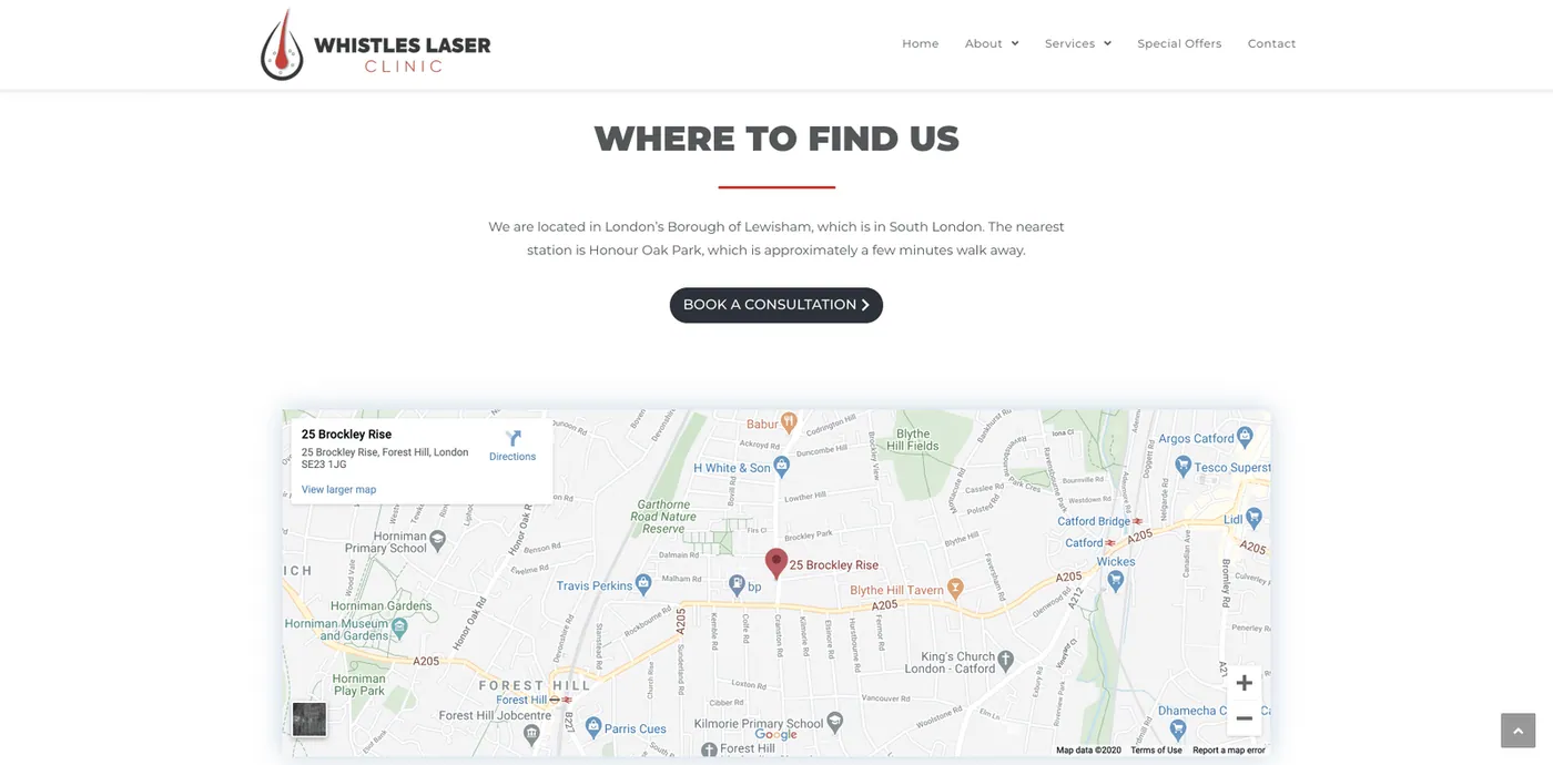 Whistles Laser Clinic — Where To Find Us
