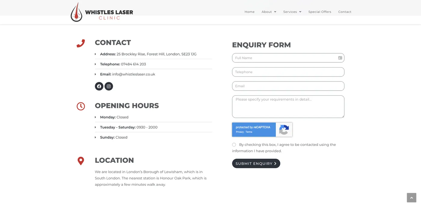 Whistles Laser Clinic — Contact