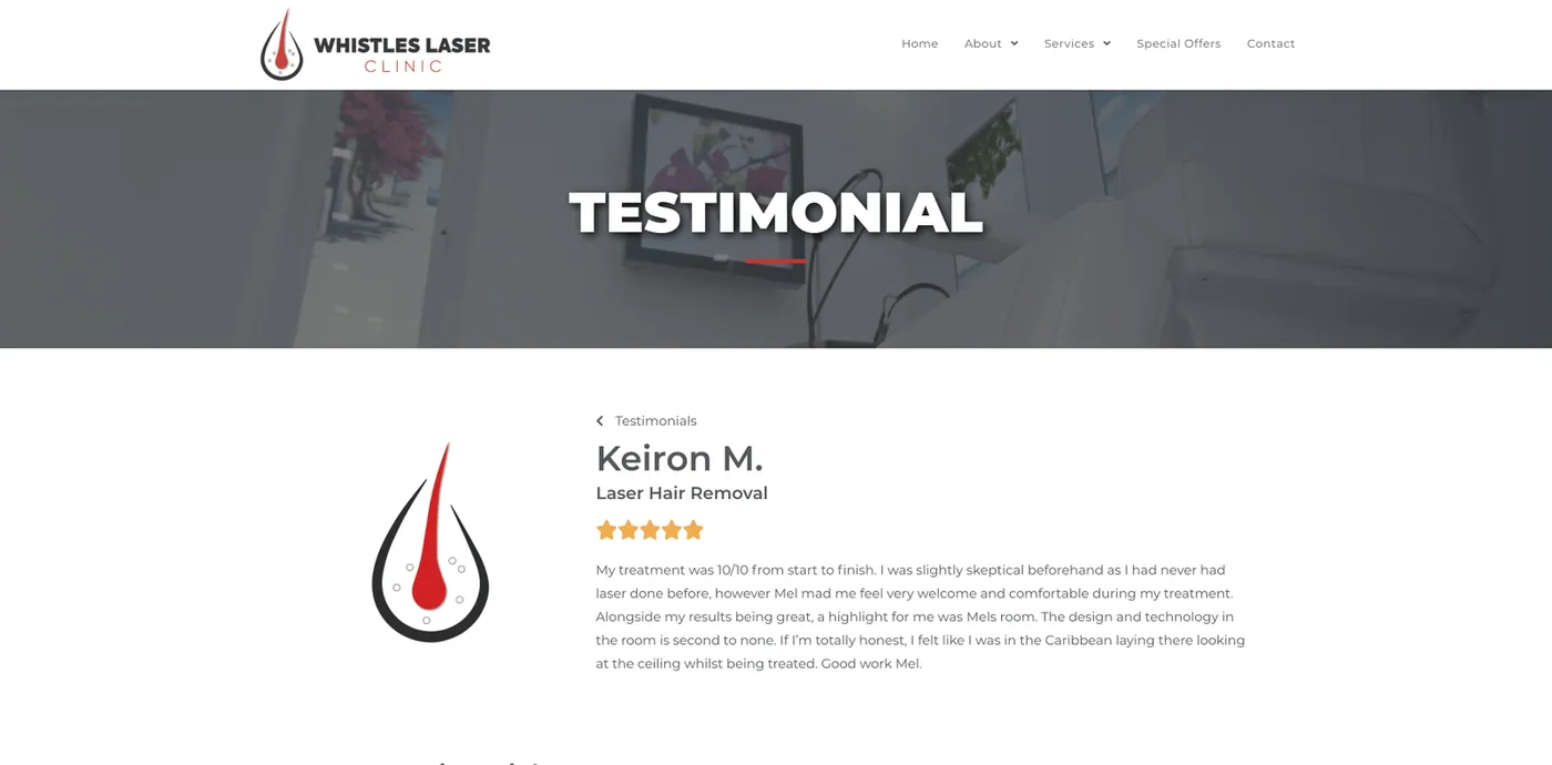 Whistles Laser Clinic — Testimonials