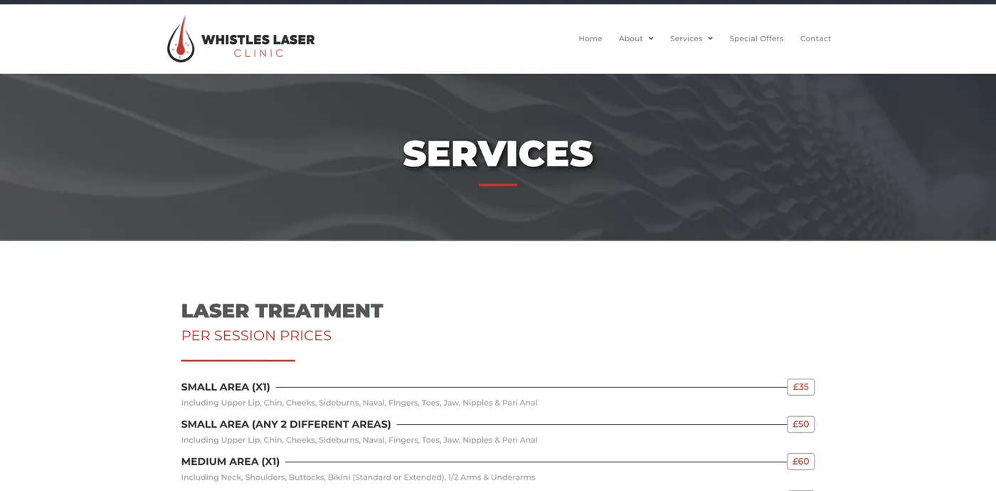 Whistles Laser Clinic — Services