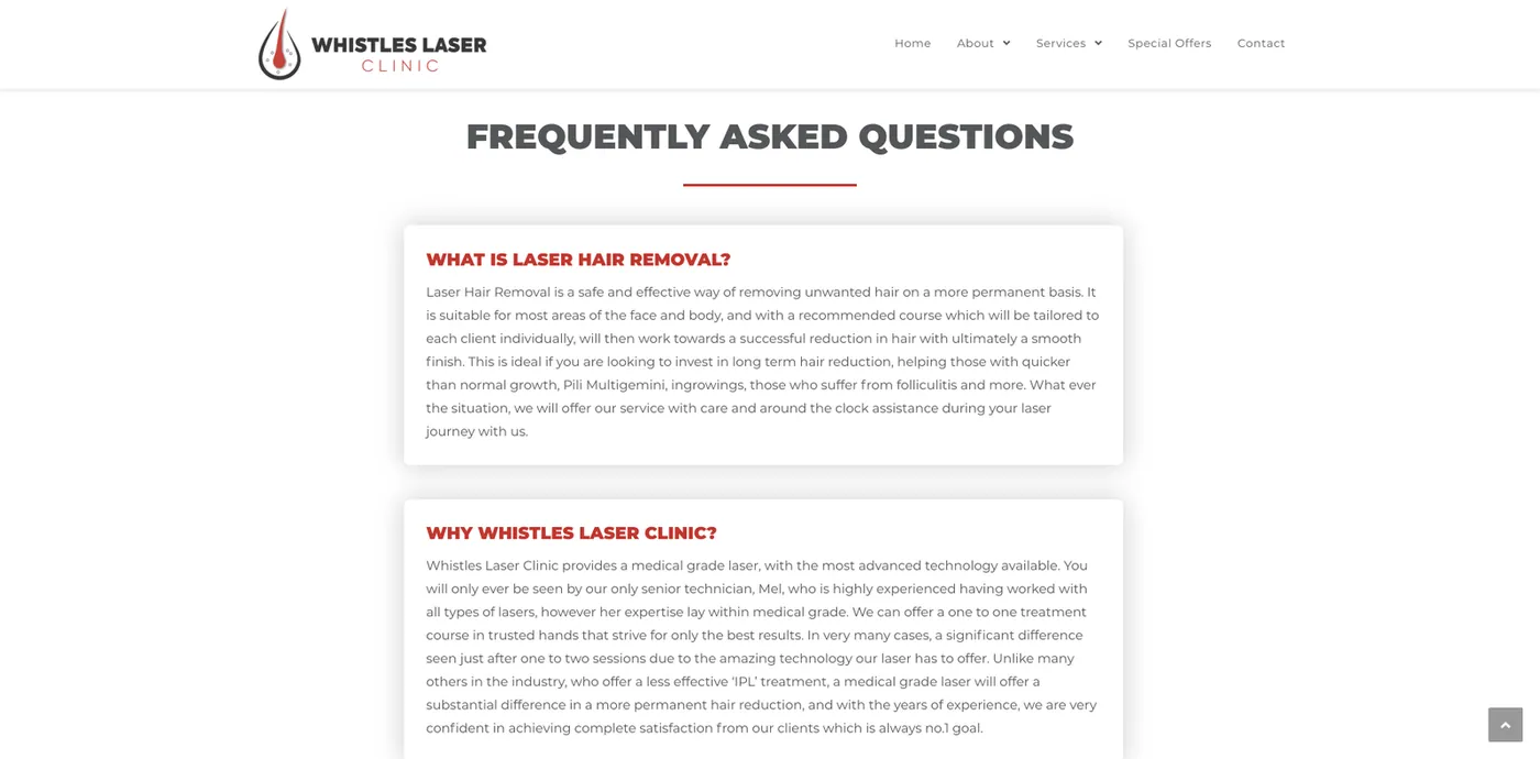 Whistles Laser Clinic — FAQs